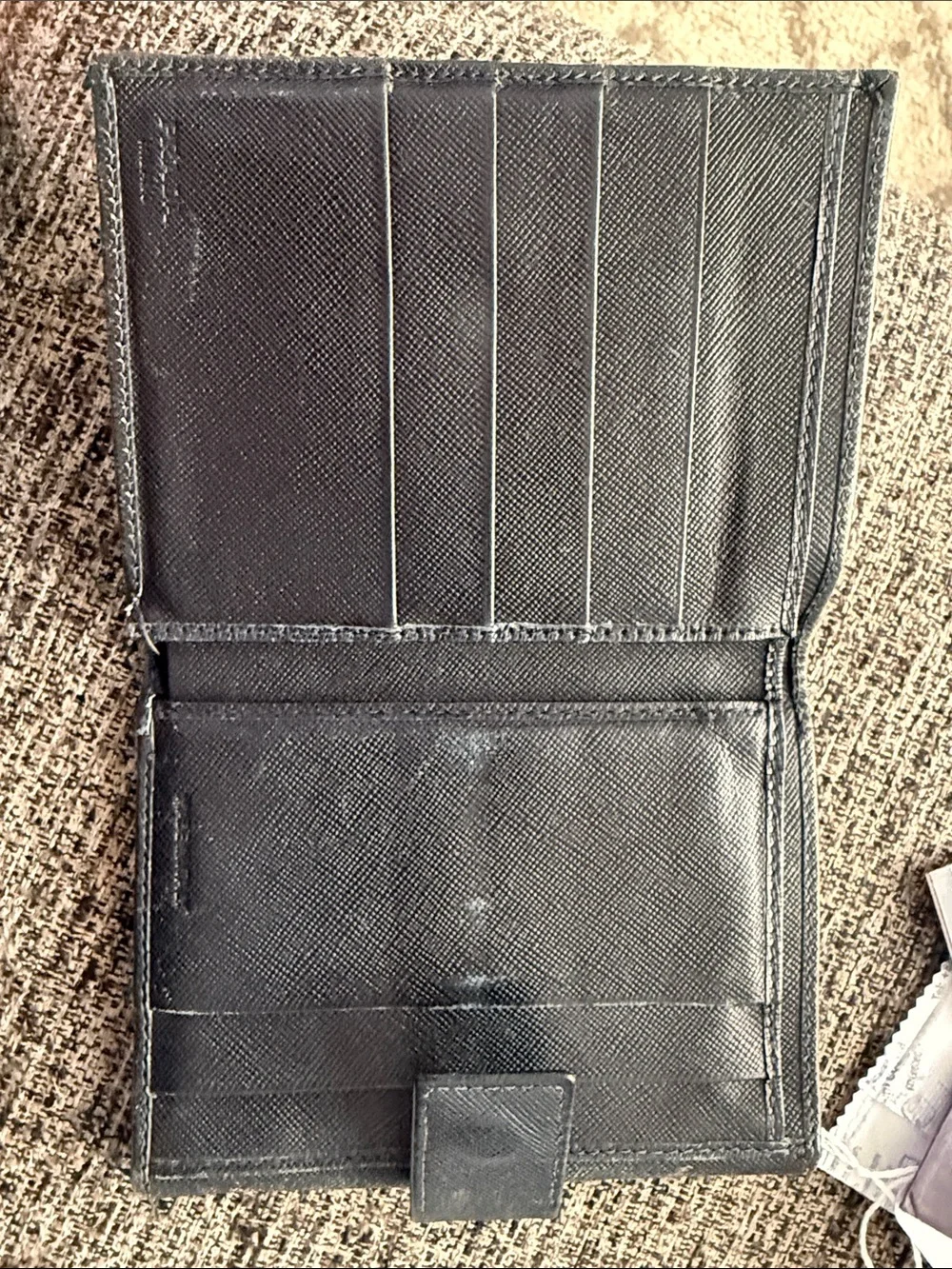 Prada Men's Navy Saffiano Leather Bifold Wallet with Triangle Logo